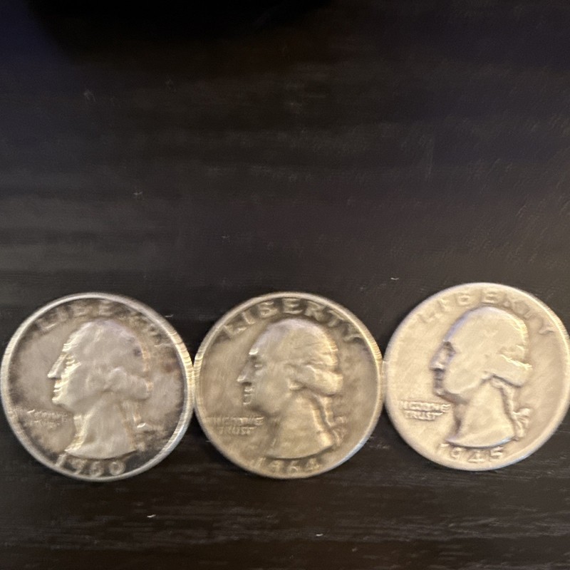 Lot of 3 Silver Washington Quarter Dollar Coins 25C Eagle Reverse Circulated