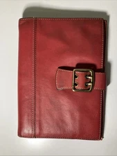 Franklin Covey Classic Binder Vintage Full Grain Leather Clutch Wallet Burgundy