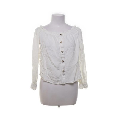 H&M, Bluse, Größe: 38, Weiß, Leinen/Viskose, Einfarbig, Damen #ZyN