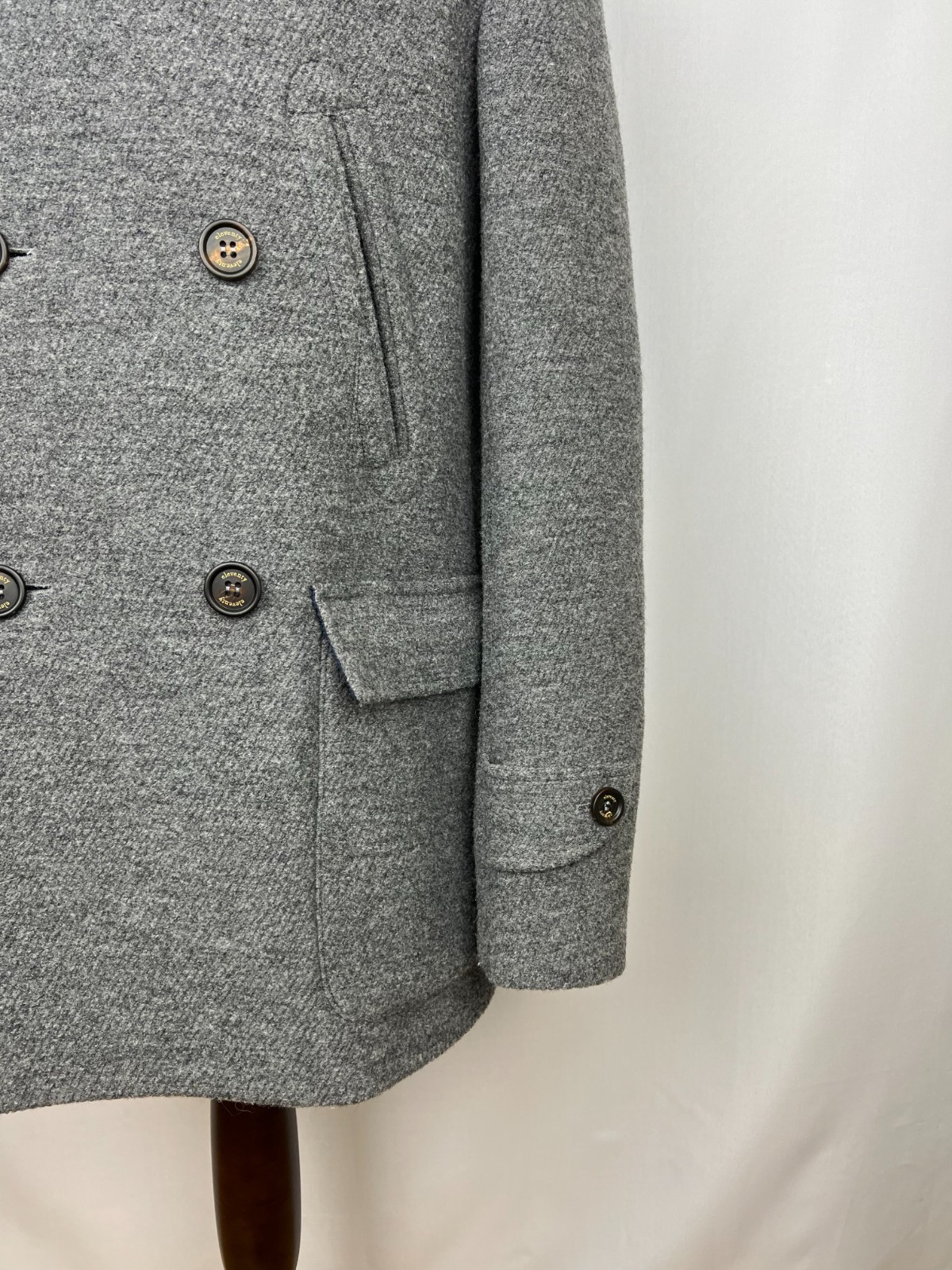 ELEVENTY Pure Wool Blend Solid Gray Half-Lined Do… - image 9