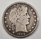 1899 (.3617 OZ SILVER)  Barber Silver Half Dollar  *SILVER*