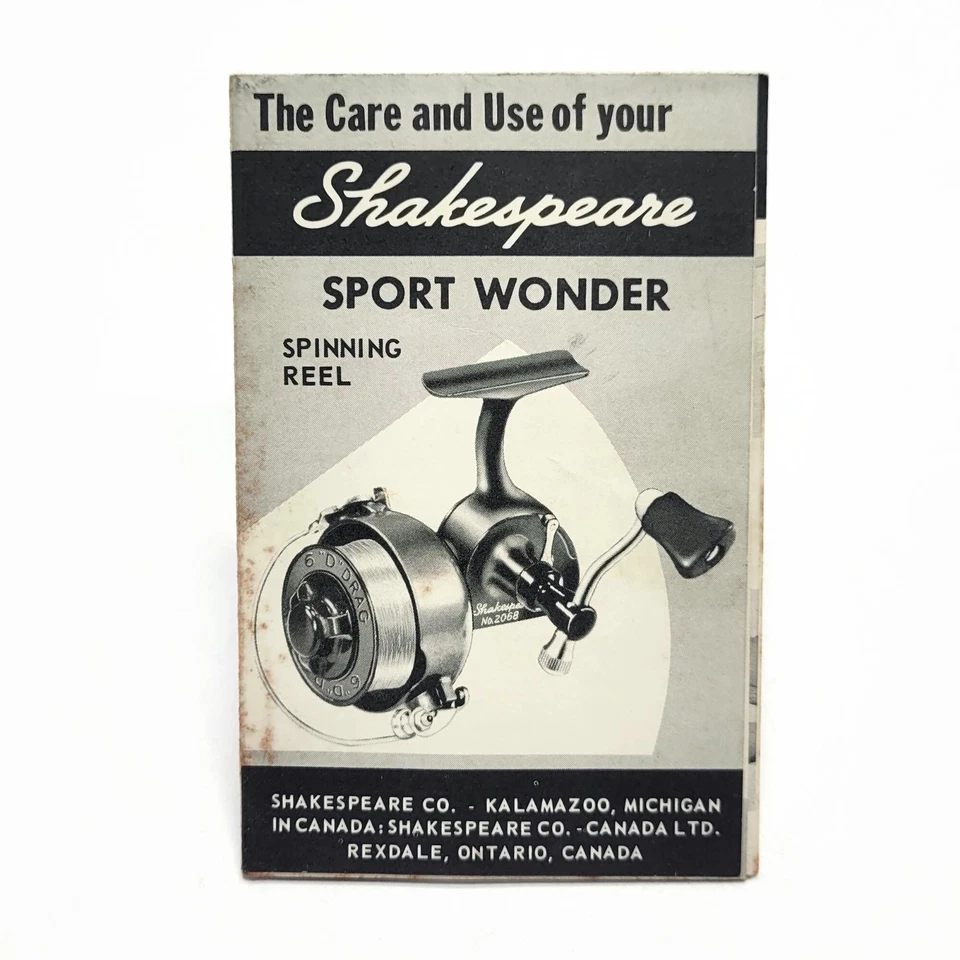 Vintage 1963 Shakespeare Sport Wonder Spinning Angelrolle Teile Katalog Buch