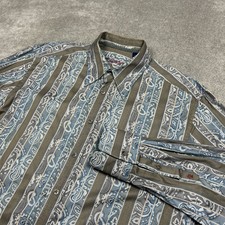 Robert Graham Shirt Mens XL Button Up Brown Blue Paisley Designer Casual