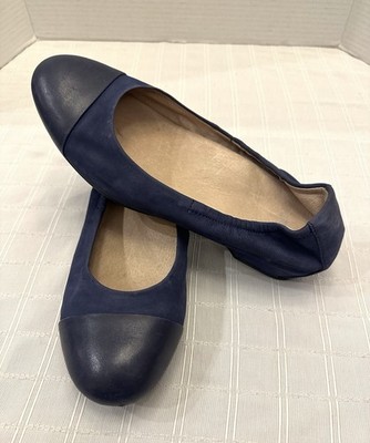 Dansko Lisanne Navy Blue Leather Slip On Ballet Flats Comfort Work EU 39 W 8.5
