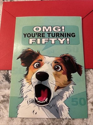 Funny Dog 50th Birthday 50 Years Old 4.6 x6.6  Blank Inside Greeting Card