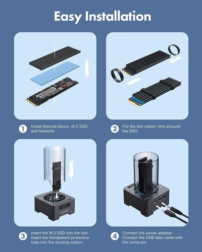 GRAUGEAR NVMe M.2 SSD Duplicator Dual-Bay Offline Clone Tool-Free, 20Gbps USB C - Photo 6/10