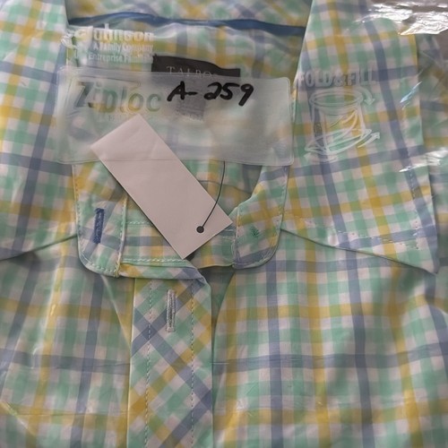 Camisa a Cuadros Talbots Botones Guinga 100% Algodón Manga Larga Amarillo/Azul Pequeña - Imagen 12 de 12