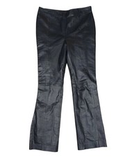 Vakko Sport Genuine Leather Pants Women s Size 12 Black Lined Bootcut Biker Y2K