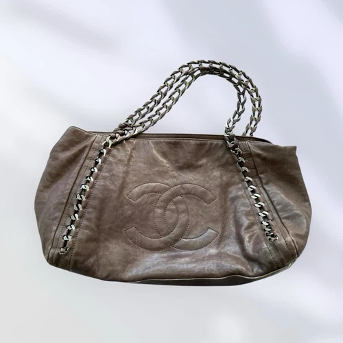 Bolso de Mano Chanel East West Moderno Cadena Gris Piel de becerro Cuero X-GRANDE USADO EN EXCELENTE ESTADO - Imagen 1 de 20