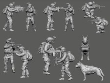 1/35 Scale US Navy SEALs and Dogs 5 Figures Model Kit Resin Printed