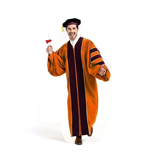 Premium Doctoral Tam Gown for Faculty Professor PhD Graduates Golden Trim Unisex - Picture 60 of 66