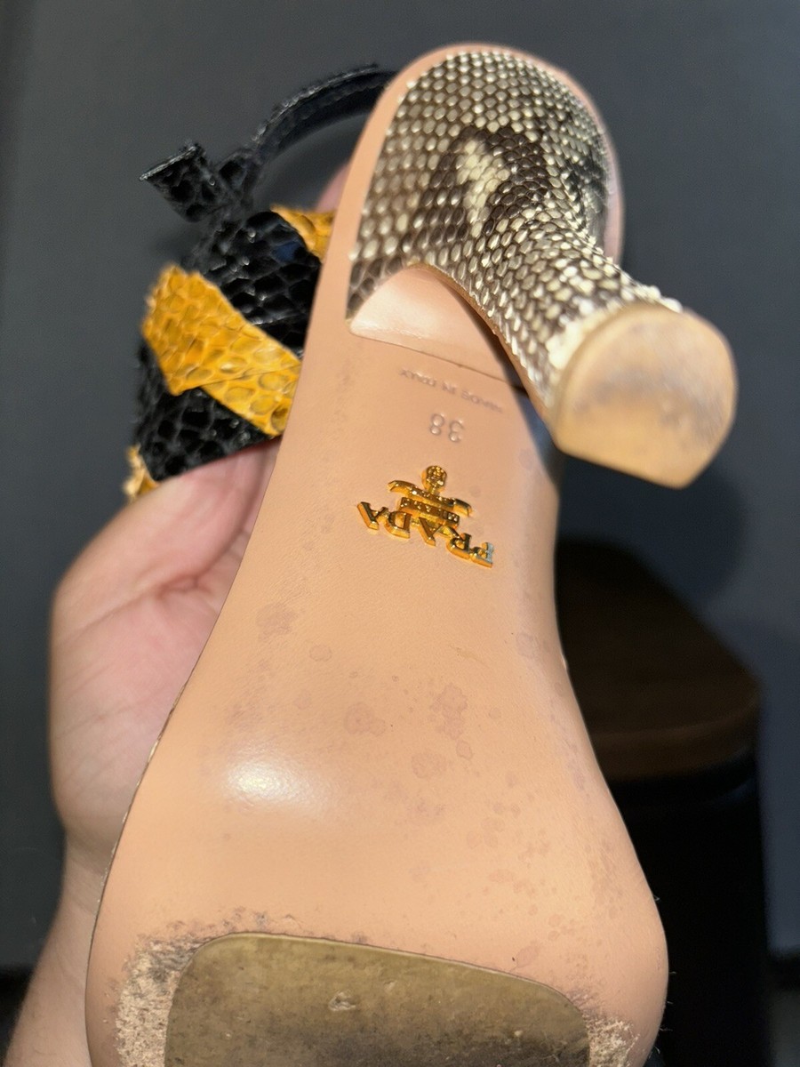 靴 Prada Python Leather Mules 38 Prada 38 Shoes Blue Floral