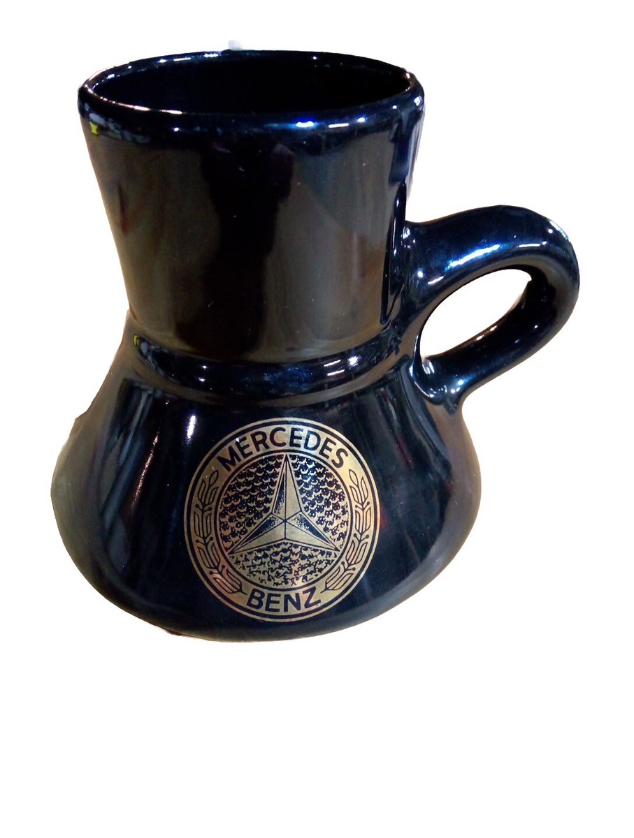 VTG Black Mercedes Benz Ceramic No Spill Travel Coffee Mug