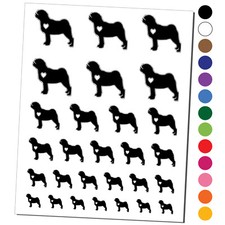 Pug Dog with Heart Temporary Tattoo Water Resistant Set