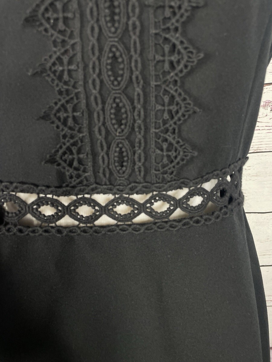 ZARA CONTRASTING LACE DRESS Size Medium Black Solid Aline | eBay