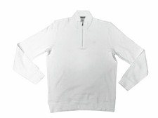 BOAST Men's White Cotton Pique 1/4 Zip Track Jacket 130 NEW