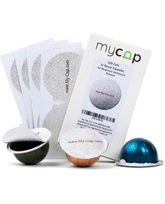 100 Foil Seals for Nespresso Vertuo Pods - Foil Lids to Reuse Nespresso Vertu...