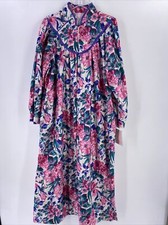 Vintage Just For Women 1X 18W 20W Robe White Multi Floral Long Sleeve Pockets