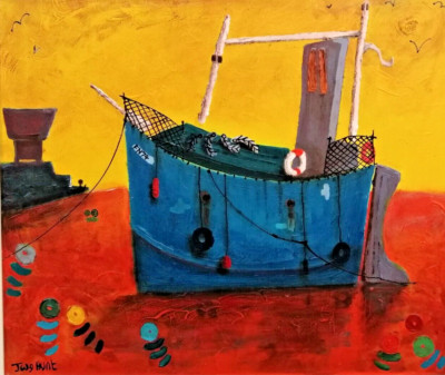 Original Gemälde von John Hunt. Acryl auf Leinwand.  ''Fishness No.74'' um 2000