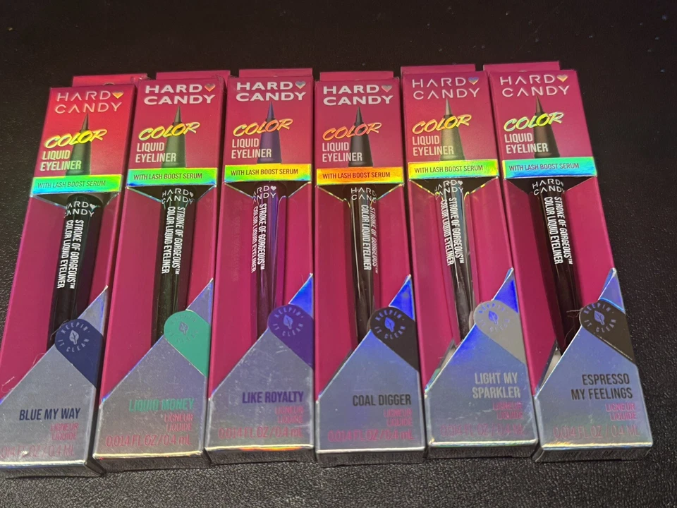 LOTE 100 Delineador de Ojos Líquido Color 6 Tonos Hard Candy Metálico VENTA AL POR MAYOR REVENTA A GRANEL Foto 3 de 4