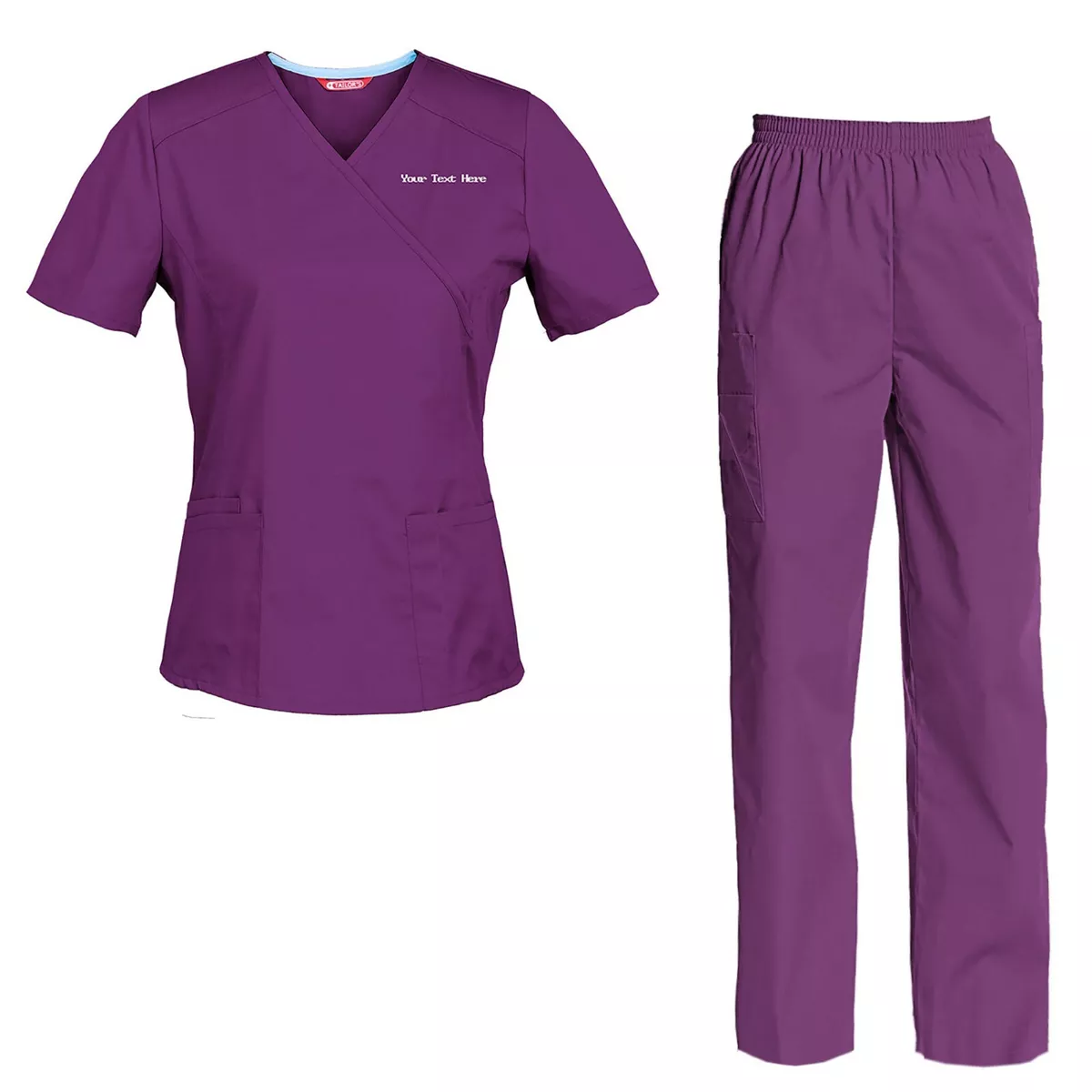 Embroidered scrub deals tops