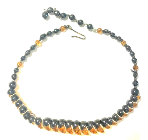Adjustable Art Deco Necklace, Glass & Plastic Beads with Old C Clasp- 16" Long - Picture 2 of 7