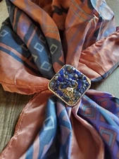 Slide Wild Rag Scarf SLIDE Western gemstone steer Skull inlay  accessories
