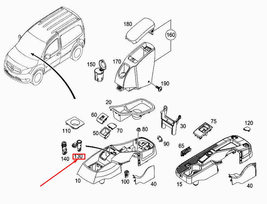 MERCEDES-BENZ CITAN W415 Central Console Socket A4158200051 NEW 