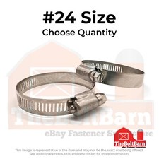 #24 Worm Gear Hose Clamps w/ 5/16" Slotted Screw Stainless (Choose Qty)