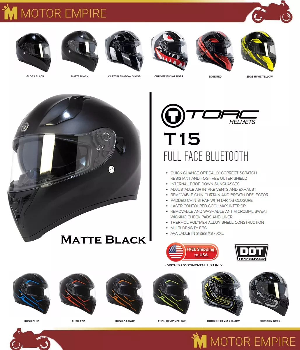 Torc T-9 Full Face Helmet - Flat Black