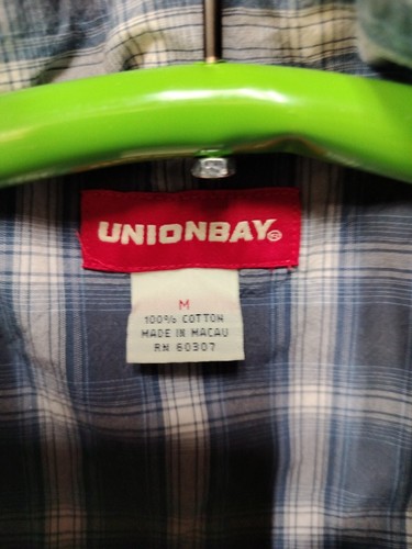 Union Bay blau kariertes kurzärmliges Hemd mit Druckknöpfen Gr. M Cowboy Western Style - Bild 2 von 11