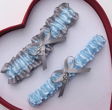 NEW Gorgeous Light Blue Silver Wedding Garter Prom Homecoming GetTheGoodStuff A 