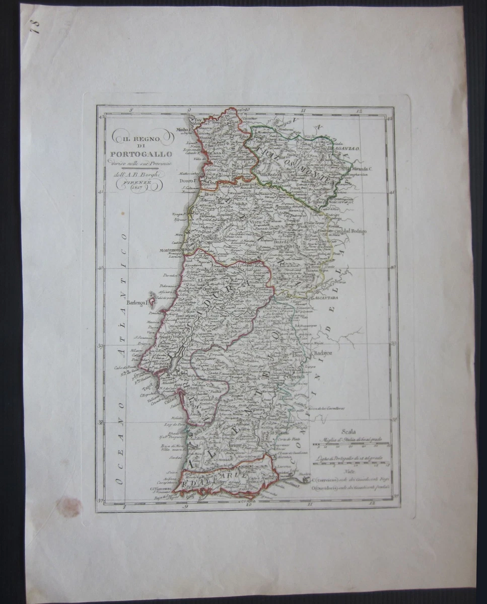 cartine del portogallo - 5 1819 REGNO DI PORTOGALLO map Bartolomeo Borghi Portugal Lisboa Porto Vila Nova | eBay