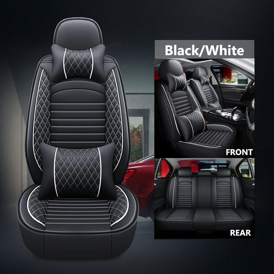 For Mercedes Benz 5 Seats Car Seat Covers Full Set Leather Front Rear Padded Mat — 第 2/4 张图片