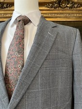 Jos A Bank Signature 44L Micro Pattern Windowpane Silk Wool 2Btn Blazer Jacket