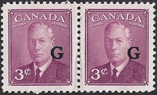 🍁Canada  #O18 Pair   "KING GEORGE VI"   Fine Mint  1950 Overprint G  Issue
