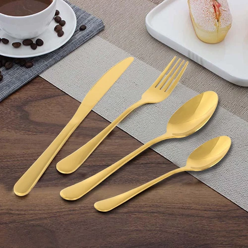 24PCS Luxury Plated Flatware Set Stainless Steel For Silverware Kitchen Cutlery - Picture 3 of 9