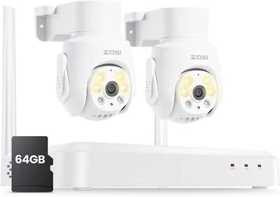Zosi 3K Wi-Fi 6 Security Camera System with 64G SD Card 5MP Pan Tilt WiFi Cam