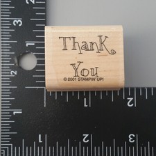 THANK YOU Wooden Rubber Stamp Outline Shadow Calligraphy Letters Stampin Up 2001