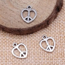 30pcs 14x11mm Tibetan Silver Alloy Charm Plated Peace Sign Pendant EF3893