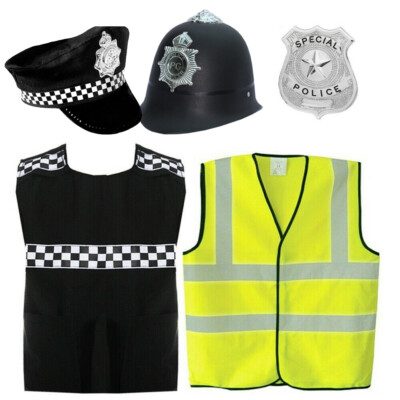KINDER BRITISCHER POLIZIST KOSTÜM OUTFIT POLIZEI KUPFER JUNGEN MÄDCHEN KOSTÜM PAKET