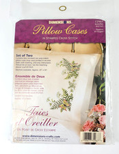2 Dimensions Butterflies Ferns Stamped Cross Stitch Pillowcases Only Cotton Blen