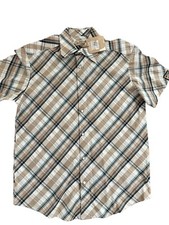 NWT Jack Jones Men's Small Short Sleeve Pearl Button Down Brown Plaid