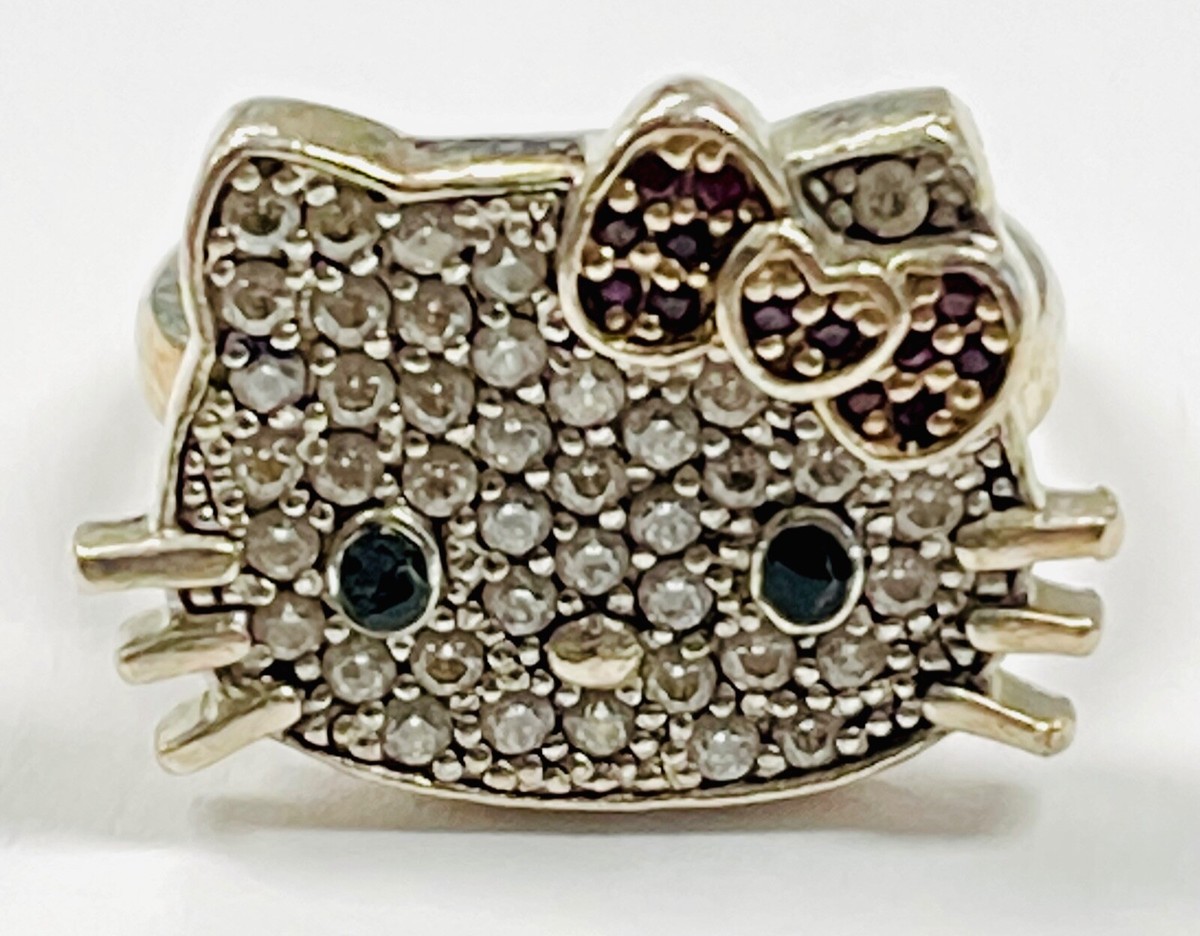 Samco Hello Kitty CZ Cubic Zirconia Kitten Ring 925 Sterling