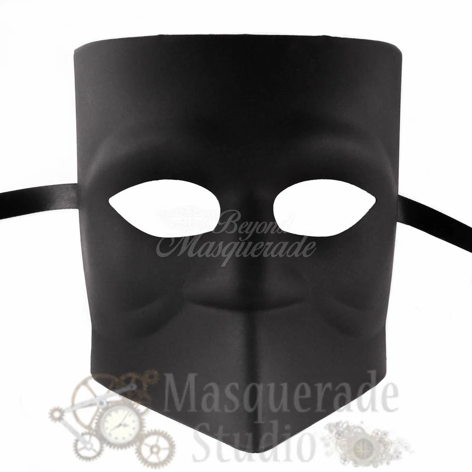 Mens Blank Bauta Venetian Costume Theater Halloween Masquerade Mask [Black] - Image 2 of 4
