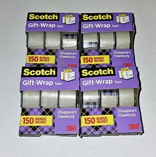 ***(Lot Of 4) Scotch Tape Gift Wrap Tape (3 Pack) Of 3/4 Inch x 350 Inches (New)