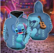 FELPA CON CAPPUCCIO OHANA STITCH 3D REGALO HALLOWEEN REGALO NATALE MIGLIOR PREZZO OLTRE STAMPA