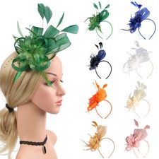 Damen Feder Fascinator Haarreif Stirnband Kopfband Schleier Haar Accessoires ↕