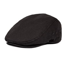 Men Ivy Cap Cotton Twill Newsboy Flat Cap 7 7/8 Black