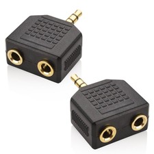 2pcs 3.5mm Headphone Y Splitter 1 Male To 2 Female Audio Jacks For Media Players